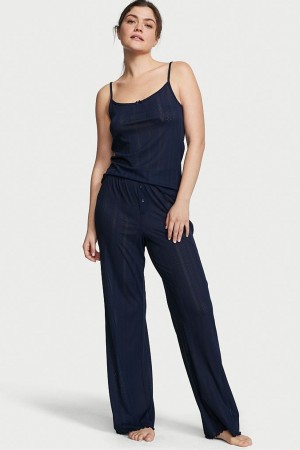 Victoria's Secret Cami Long Pyjamas Bleu Marine Bleu | YFOC-93851