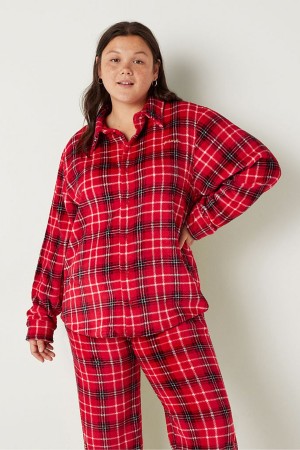 Victoria's Secret Cosy Long Sleeve Pyjama Top Rouge | GYOJ-76051