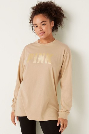 Victoria's Secret Coton Long Sleeve Campus T-Shirt Rose | XLUV-27491