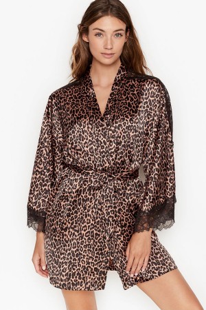 Victoria's Secret Dentelle Inset Kimono Robe Noir | BOTF-86037