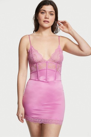 Victoria's Secret Dentelle Provocative Slip Robe Rose | GLUR-25089