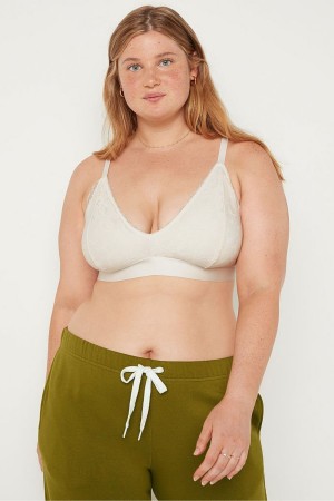 Victoria's Secret Dentelle Unlined Triangle Bralette Blanche | IUBR-27541