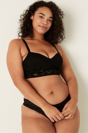 Victoria's Secret Dentelle Wired Push Up Bralette Noir | DGYH-28394