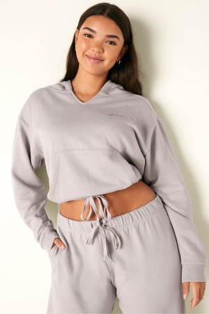 Victoria's Secret Fleece Cropped Cinched Campus Hoodie Violette | HGTV-24587