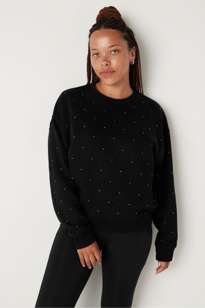 Victoria's Secret Fleece Long Sleeve Sweatshirt Noir | DPSR-21703