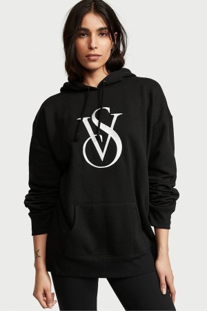 Victoria's Secret Fleece Lounge Logo Hoodie Noir | IQXH-09716