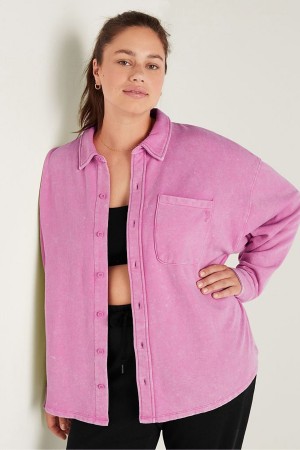 Victoria's Secret Fleece Shirt Jacket Bleu Lavage | VXAT-79802