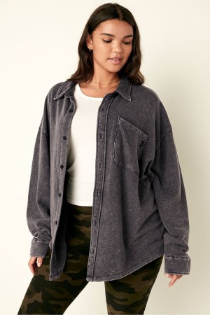 Victoria's Secret Fleece Shirt Jacket Bleu Lavage | LPRF-81973