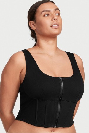 Victoria's Secret Fleece Tank Top Noir | QRUJ-58769