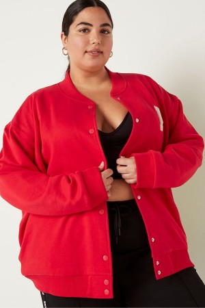 Victoria's Secret Fleece Varsity Jacket Rouge | QFDY-95602