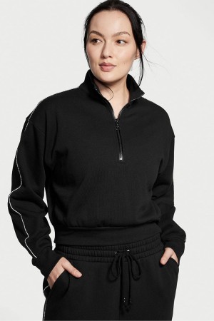 Victoria's Secret Half Zip High Neck Lounge Sweatshirt Noir | RZMT-36408