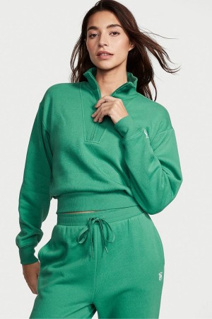 Victoria's Secret Half Zip High Neck Lounge Sweatshirt Vert | LWUG-81659