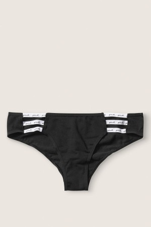 Victoria's Secret Lanières Dentelle Logo Cheeky Knickers Noir | VJPG-39867