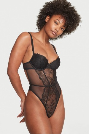 Victoria's Secret Lightly Doublée Demi Dentelle Bodysuit Noir | IBYX-12734