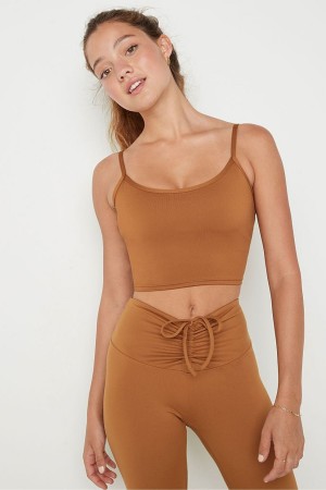 Victoria's Secret Lightly Doublée Low Impact Sport Crop Top Marron | MDHX-20493