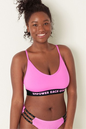 Victoria's Secret Lightly Doublée Low Impact Sports Bra Neon Bubble Empower Each Other | REIT-96783