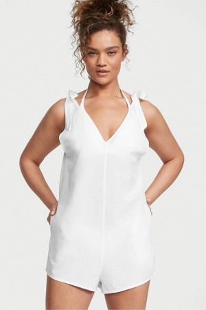 Victoria's Secret Linen Playsuit Cover Up Blanche | HYPD-13026