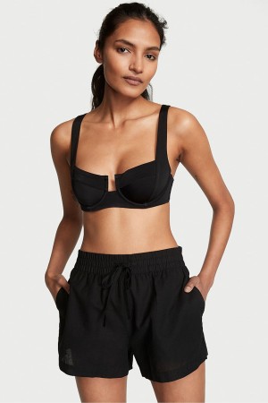 Victoria's Secret Linen Shorts Noir | HWUV-40359