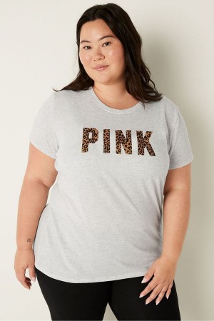 Victoria's Secret Logo Corta Sleeve T-Shirt Rose | DPHQ-87531