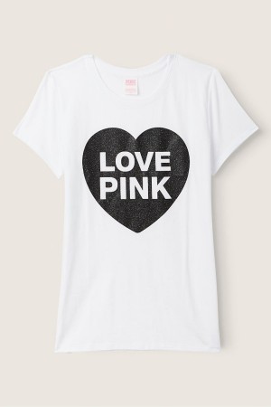 Victoria's Secret Logo Corta Sleeve T-Shirt Rose | LUVK-79634