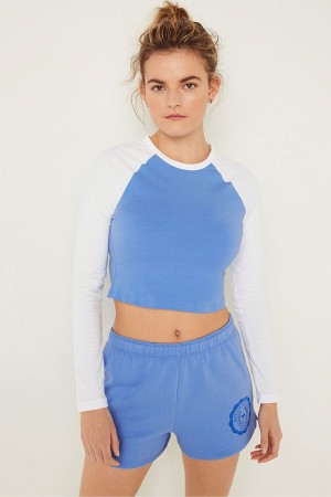 Victoria's Secret Long Sleeve Crop T-Shirt Bleu | OCXF-62573