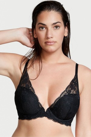 Victoria's Secret Love Cloud Dentelle Half Pad Plunge Bra Noir | DNEZ-61375