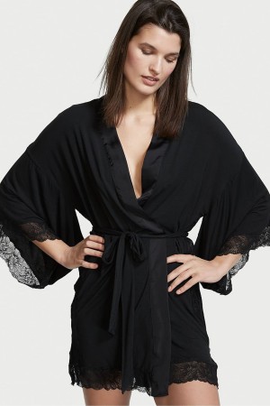 Victoria's Secret Modal Dentelle Robe Noir | UZCP-27860