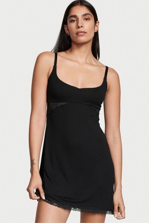 Victoria's Secret Modal Slip Robe Noir | EWUY-85963