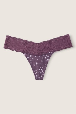 Victoria's Secret No-Show Everyday Dentelle Trim Lanières Knickers Mauve Quartz Stars | UKJN-56281