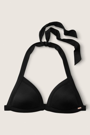 Victoria's Secret Push Up Triangle Halterneck Bikini Top Noir Grise | XMDF-49025