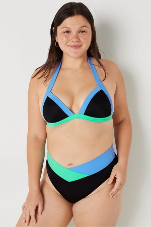 Victoria's Secret Push Up Triangle Halterneck Bikini Top Bleu | CXBF-06317