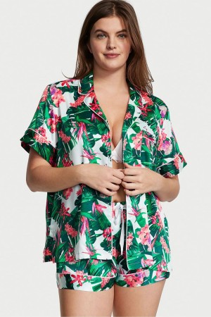 Victoria's Secret Satin Corta Pyjamas Noir | UZTJ-37402