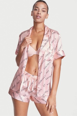 Victoria's Secret Satin Corta Pyjamas Rose | LDYF-03268