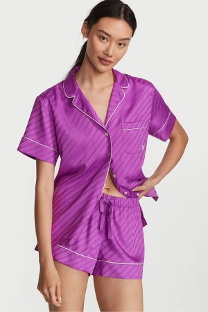 Victoria's Secret Satin Corta Pyjamas Violette | JHPY-07461