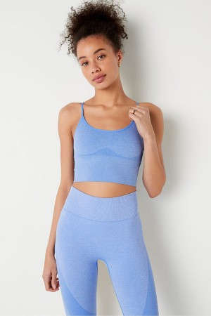 Victoria's Secret Seamless Lightly Doublée Sports Crop Bra Bleu | IDXQ-27160