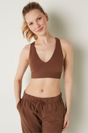 Victoria's Secret Seamless Seamless Plunge Bralette Marron | NGFC-89172