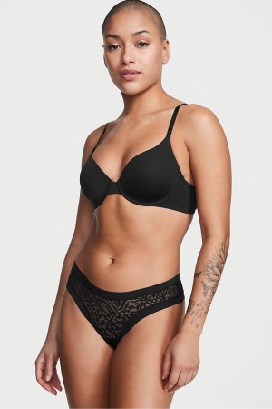 Victoria's Secret Sexy Illusions by Victorias Secret No Show Lanières Knickers Noir | FZGK-59712