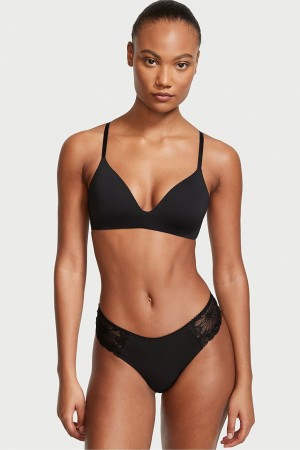 Victoria's Secret Sexy Illusions by Victorias Secret No Show Lanières Knickers Noir | SNZO-30872