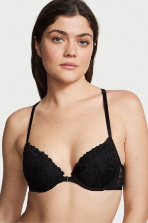 Victoria's Secret Sexy Tee Dentelle Front Fixation Push Up T-Shirt Bra Noir | RVCI-21870