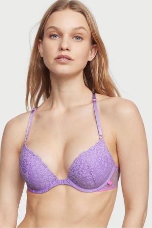 Victoria's Secret Sexy Tee Dentelle Front Fixation Push Up T-Shirt Bra Violette | ADTZ-63481