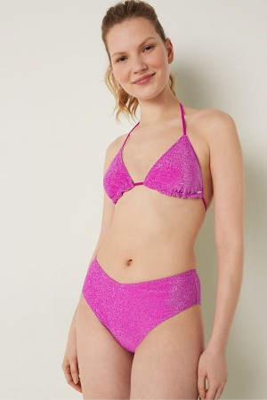 Victoria's Secret Shimmer High Taille Cheeky Bikini Bottom Rose | YSNM-73615