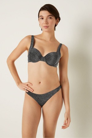 Victoria's Secret Shimmer High Taille Cheeky Bikini Bottom Noir | DLSH-51403