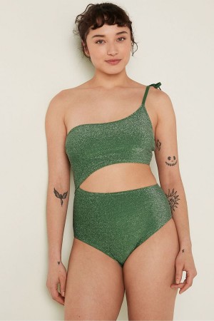 Victoria's Secret Shimmer One Shoulder Swimsuit Vert | WUKV-87345