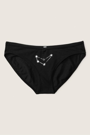 Victoria's Secret Stretch Coton Astrology Coton Bikini Knickers Noir | WIEH-06935