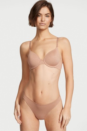 Victoria's Secret Stretch Coton Coton High Leg Lanières Knickers Sweet Praline Nude | KFCN-81943