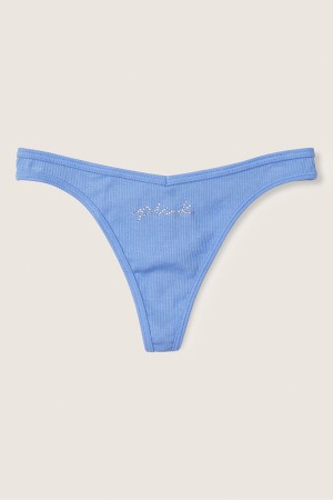 Victoria's Secret Stretch Coton Coton Lanières Knickers Bleu Bleu | VZCR-38962