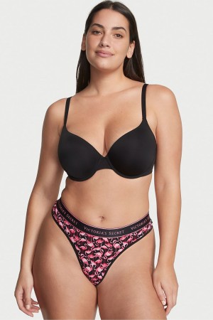 Victoria's Secret Stretch Coton Coton Logo Lanières Knickers Noir | FMWY-20917