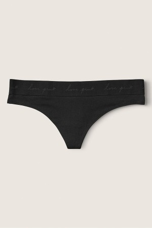 Victoria's Secret Stretch Coton Coton Logo Lanières Knickers Noir | RQMF-05783