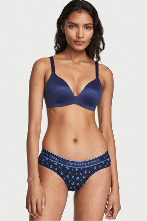 Victoria's Secret Stretch Coton Coton Logo Hipster Knickers Bleu Marine Bleu | DIKY-90316