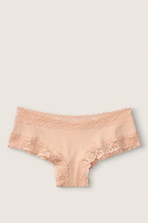 Victoria's Secret Stretch Coton Dentelle Trim Cheeky Knickers Buff Nude | ZGAM-43158